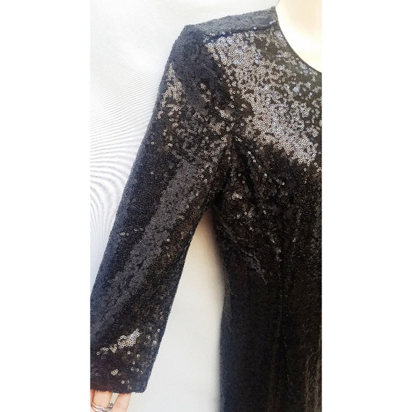 NY & Co Eva Mendes Black Sequin Dress XS - Picture 3 of 8